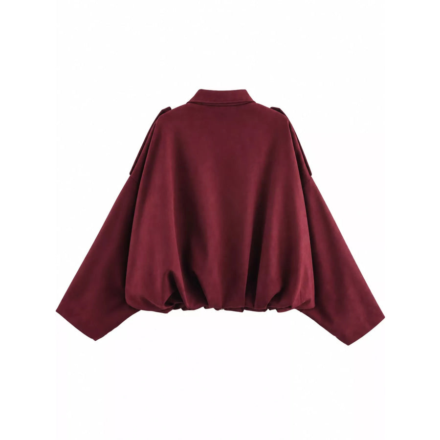 Zip Up Dropped Shoulder Jacket Apparel and Accessories