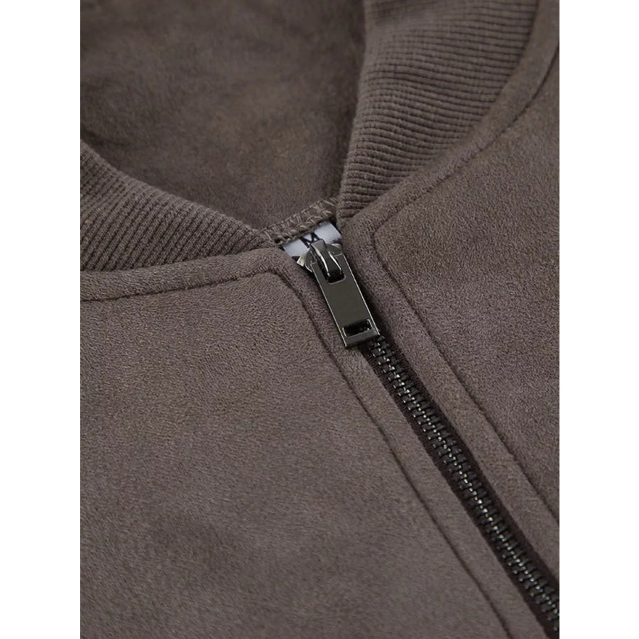 Zip Up Dropped Shoulder Jacket Apparel and Accessories