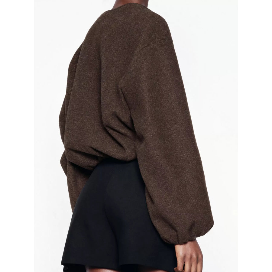 Zip Up Dropped Shoulder Jacket Apparel and Accessories