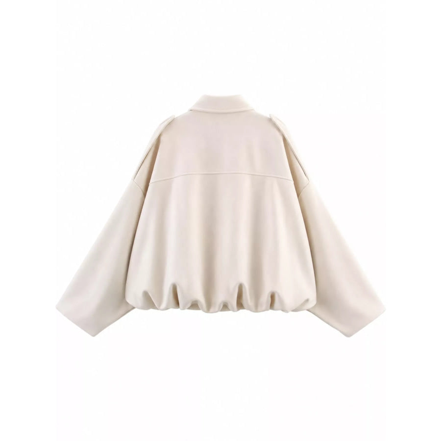 Zip Up Dropped Shoulder Jacket Apparel and Accessories