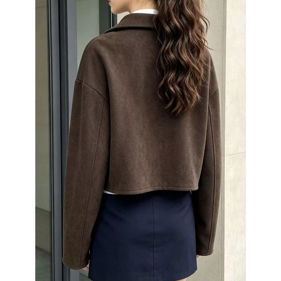 Zip Up Dropped Shoulder Jacket Apparel and Accessories