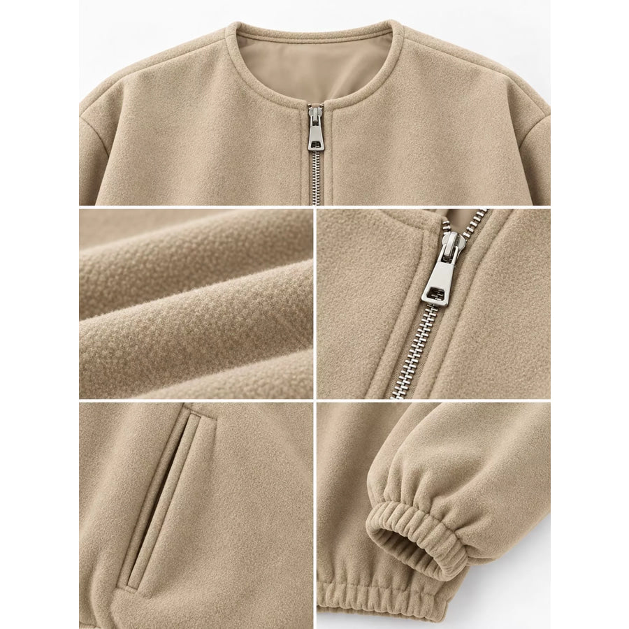 Zip Up Dropped Shoulder Jacket Apparel and Accessories