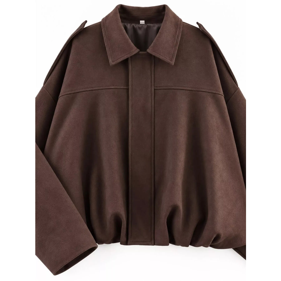 Zip Up Dropped Shoulder Jacket Apparel and Accessories