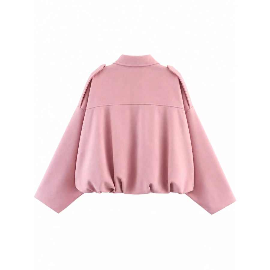 Zip Up Dropped Shoulder Jacket Apparel and Accessories