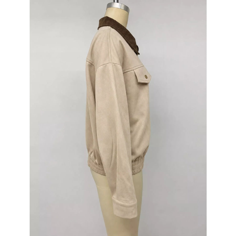 Zip Up Dropped Shoulder Jacket Apparel and Accessories