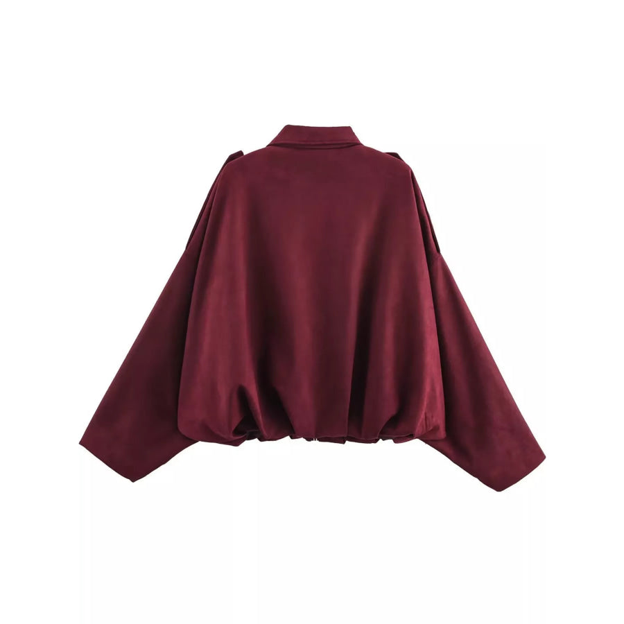 Zip Up Dropped Shoulder Jacket Apparel and Accessories