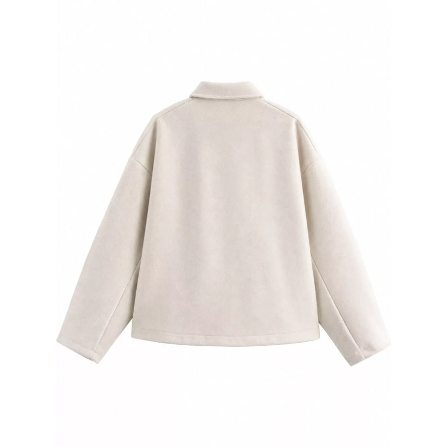 Zip Up Dropped Shoulder Jacket Apparel and Accessories