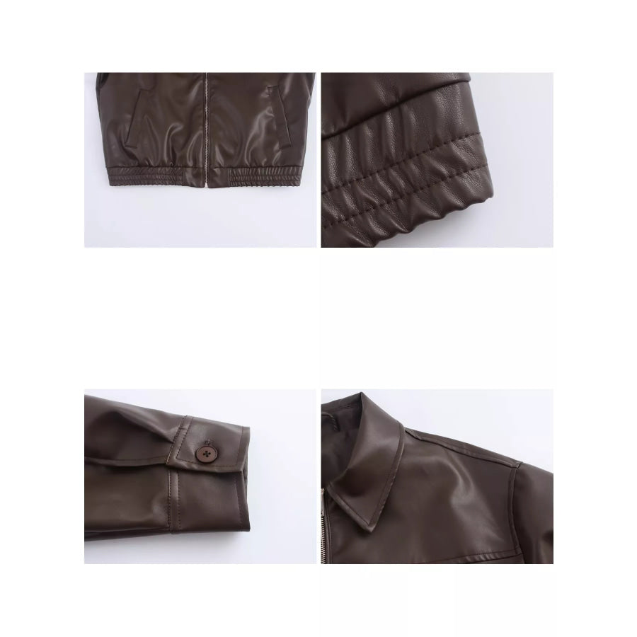 Zip Up Dropped Shoulder Jacket Apparel and Accessories