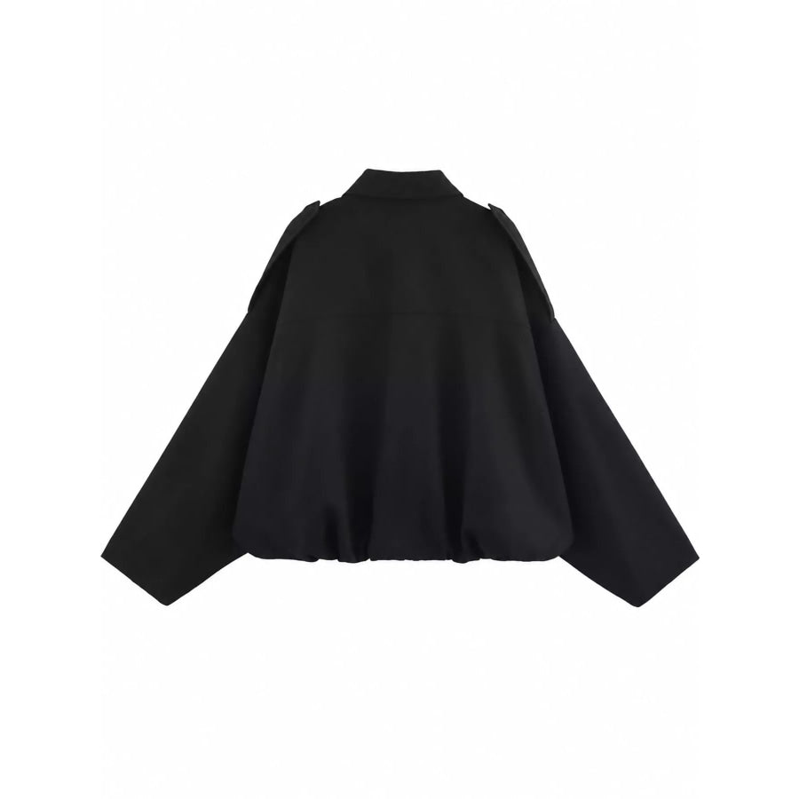 Zip Up Dropped Shoulder Jacket Apparel and Accessories