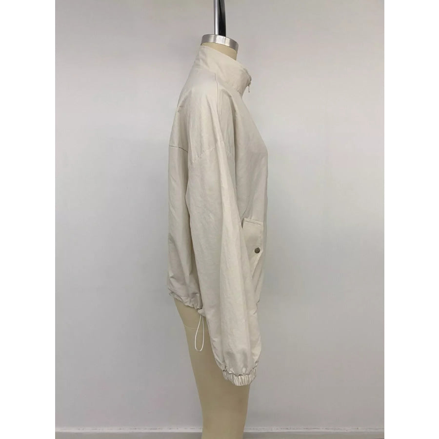 Zip-Up Dropped Shoulder Jacket Apparel and Accessories