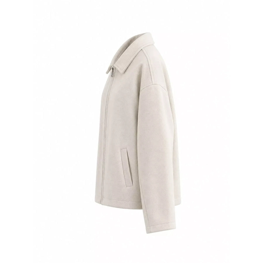 Zip Up Dropped Shoulder Jacket Apparel and Accessories