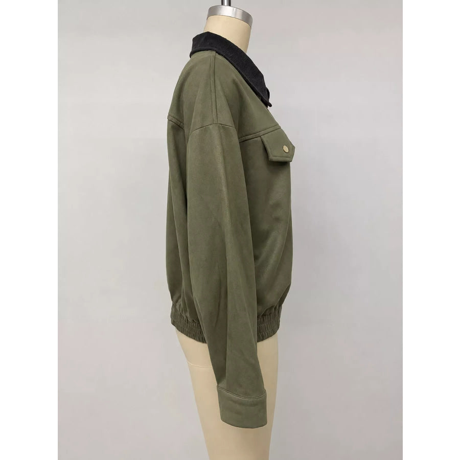 Zip Up Dropped Shoulder Jacket Apparel and Accessories