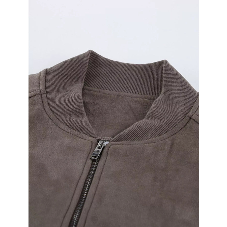 Zip Up Dropped Shoulder Jacket Apparel and Accessories