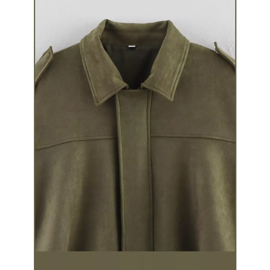 Zip Up Dropped Shoulder Jacket Apparel and Accessories