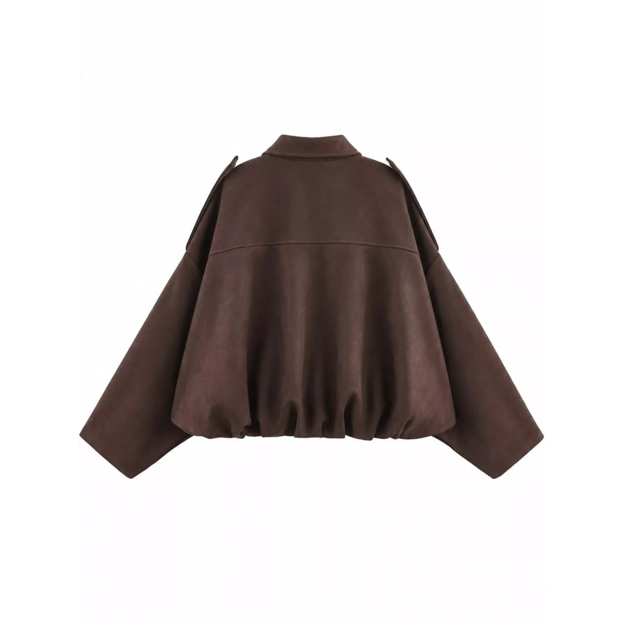 Zip Up Dropped Shoulder Jacket Apparel and Accessories