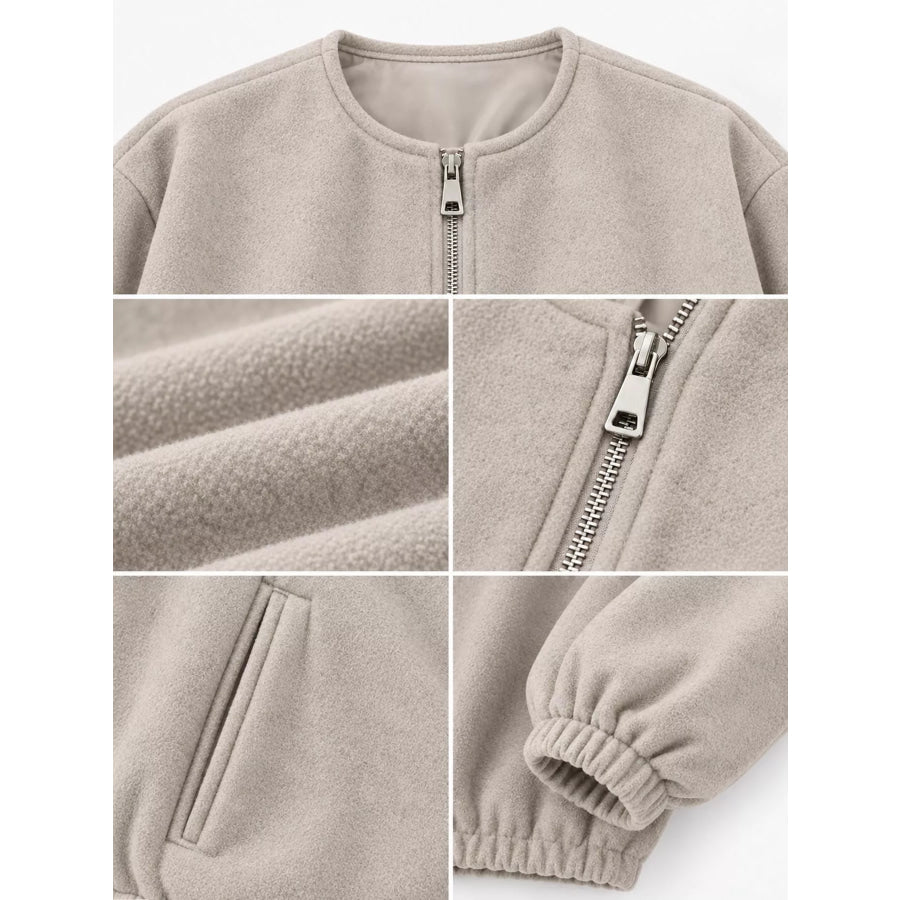 Zip Up Dropped Shoulder Jacket Apparel and Accessories