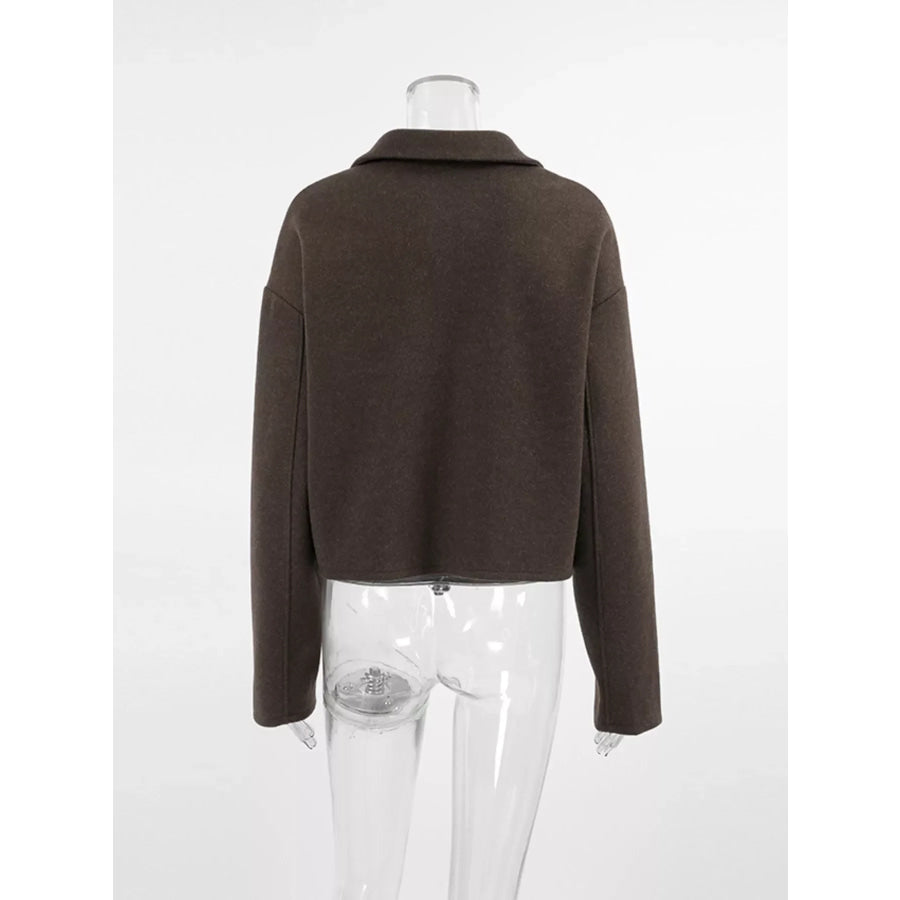 Zip Up Dropped Shoulder Jacket Apparel and Accessories