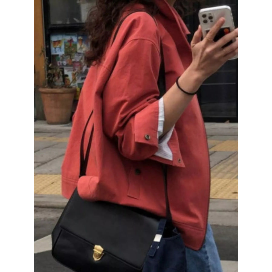 Zip Up Dropped Shoulder Jacket Apparel and Accessories