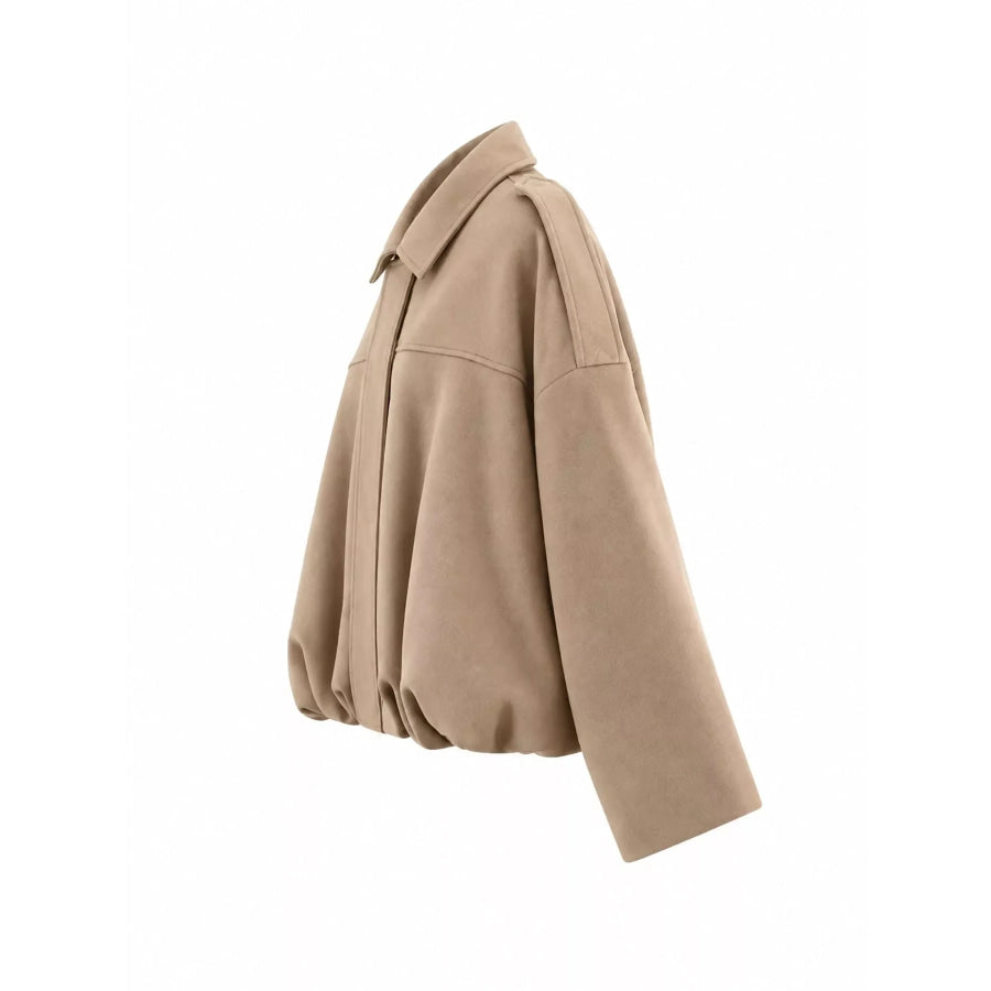 Zip Up Dropped Shoulder Jacket Apparel and Accessories