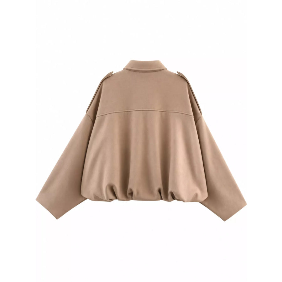 Zip Up Dropped Shoulder Jacket Apparel and Accessories