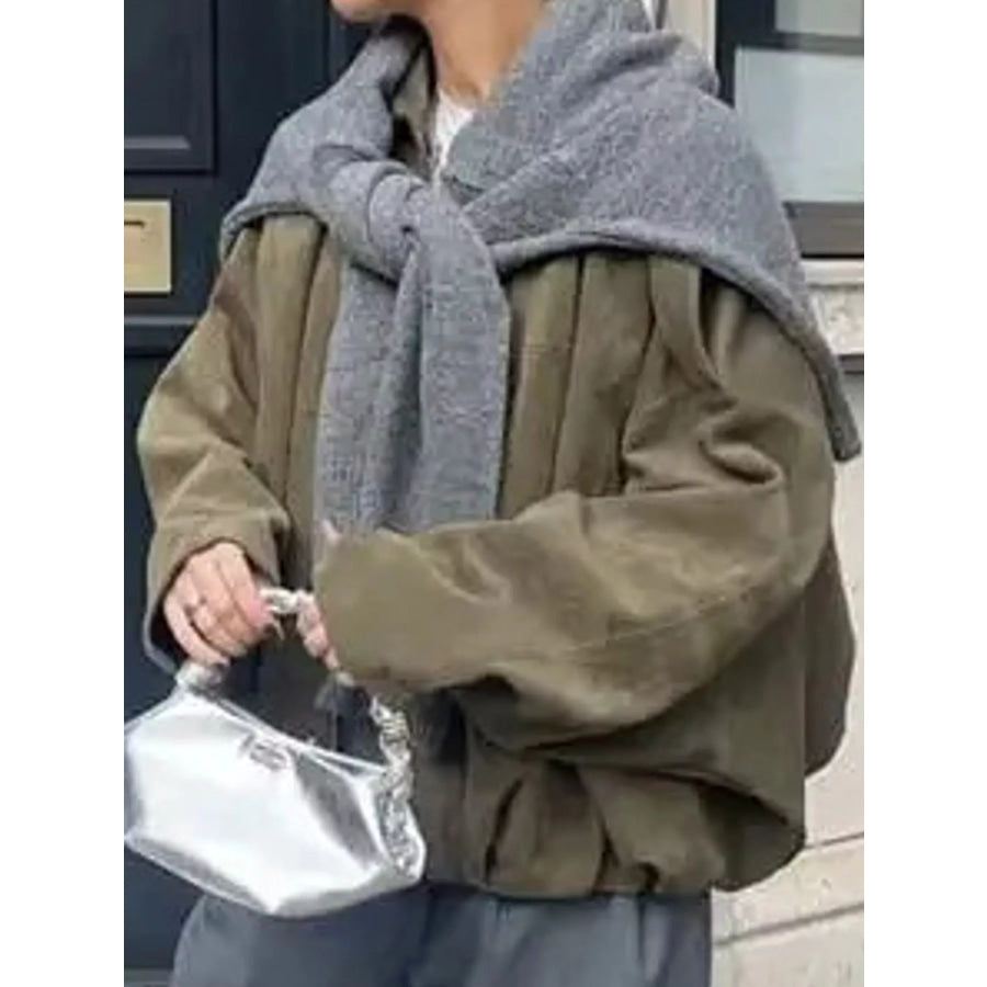 Zip Up Dropped Shoulder Jacket Apparel and Accessories