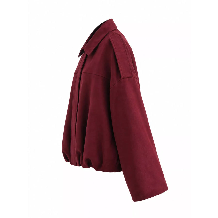 Zip Up Dropped Shoulder Jacket Apparel and Accessories