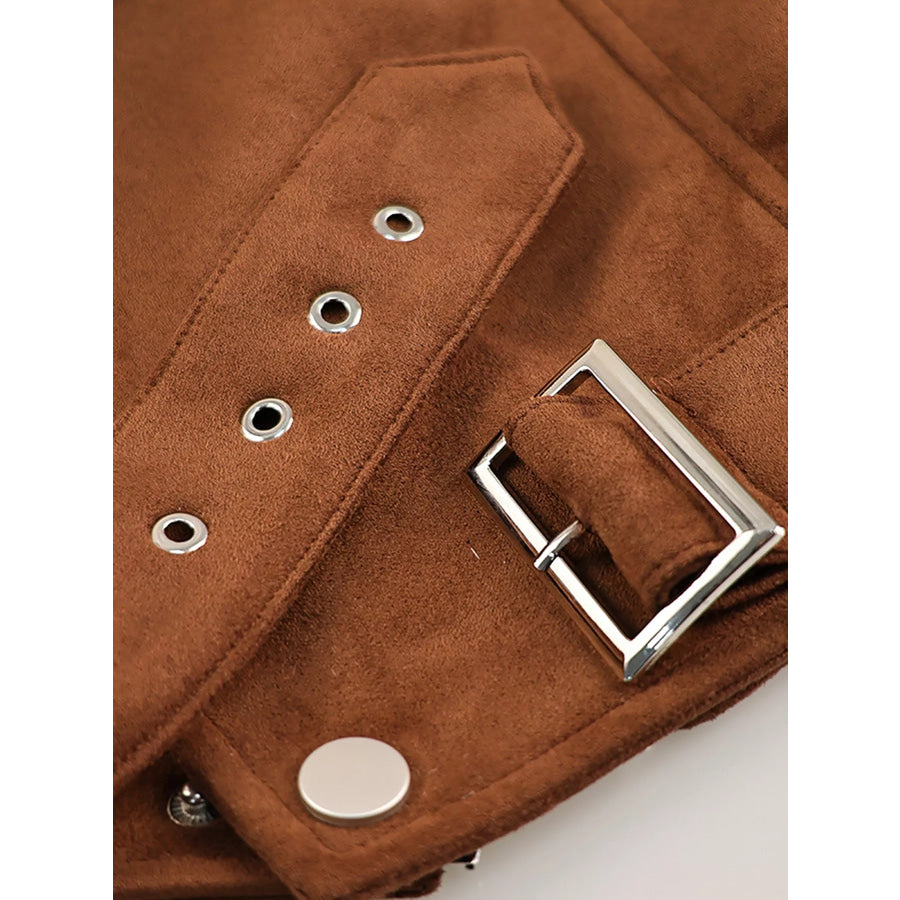Zip Up Dropped Shoulder Moto Jacket Apparel and Accessories