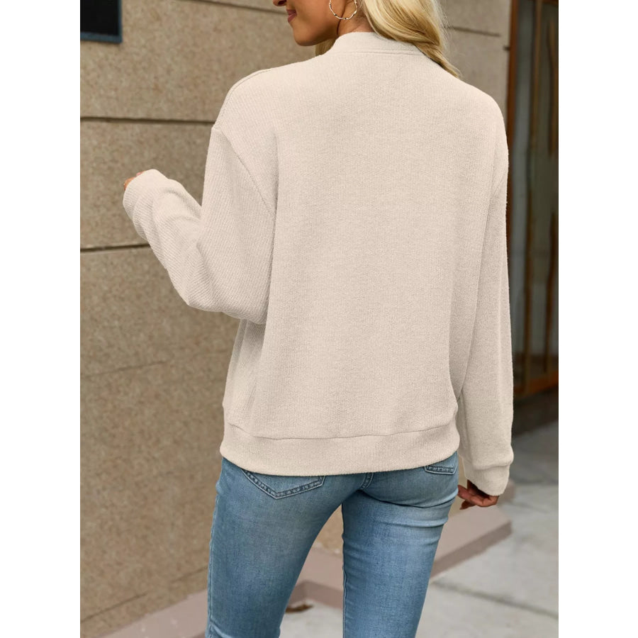 Zip-Up Dropped Shoulder Top Apparel and Accessories
