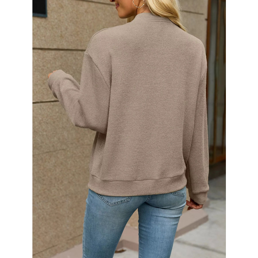 Zip-Up Dropped Shoulder Top Apparel and Accessories