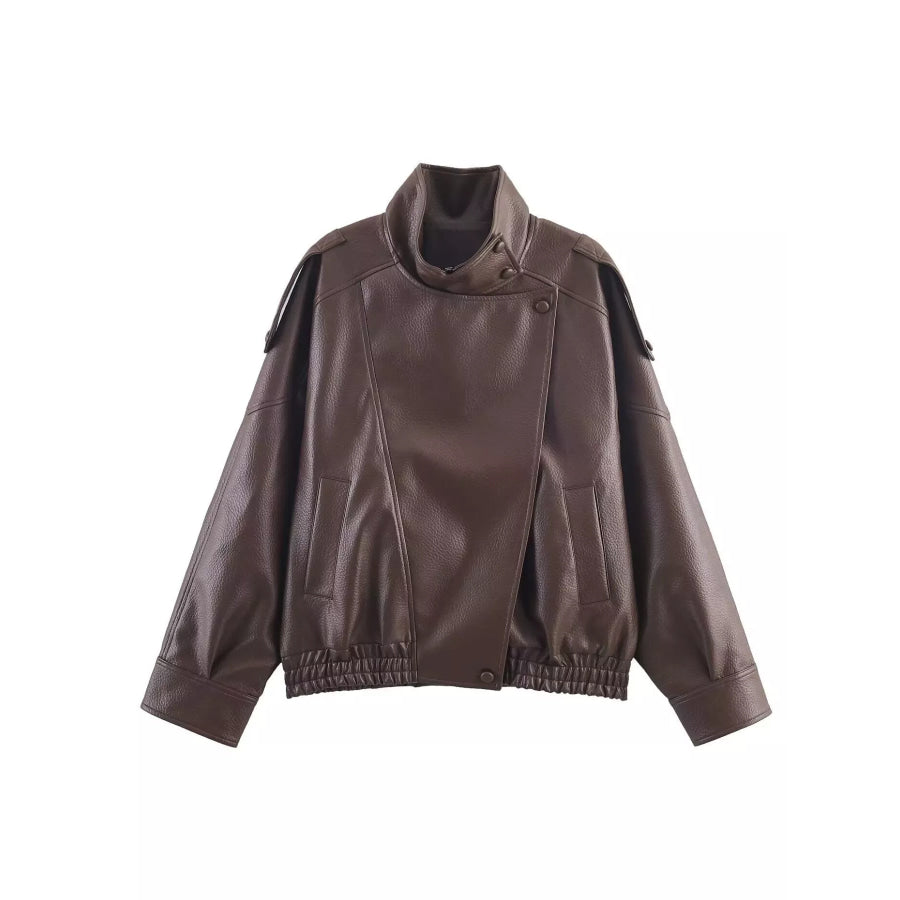 Zip-Up Faux Leather Moto Jacket Apparel and Accessories