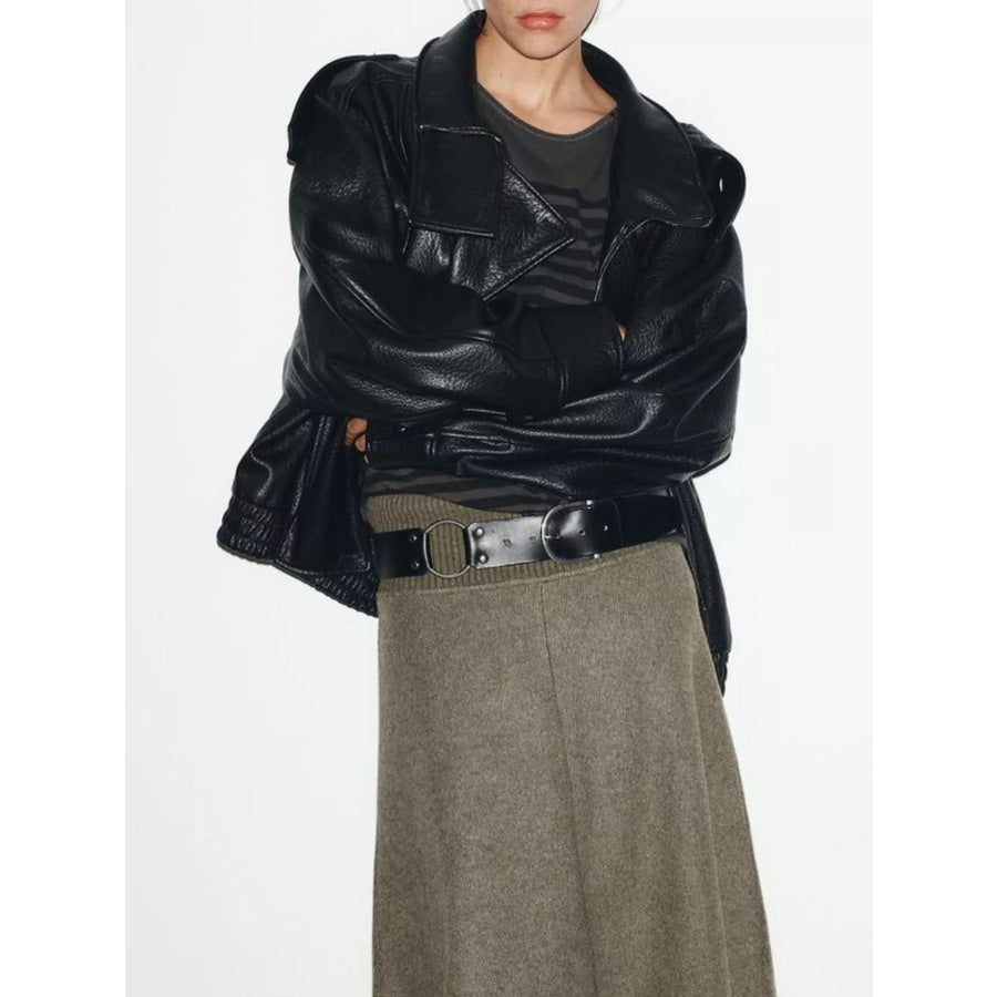 Zip-Up Faux Leather Moto Jacket Apparel and Accessories