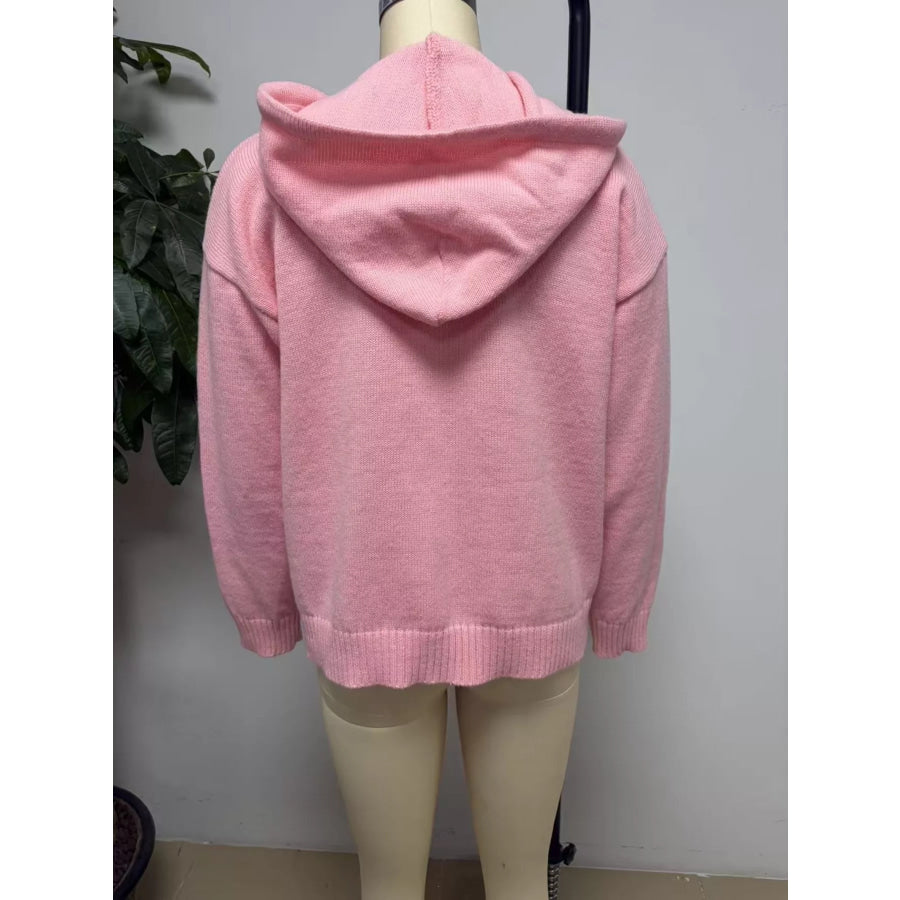 Zip-Up Hooded Knit Cardigan Apparel and Accessories