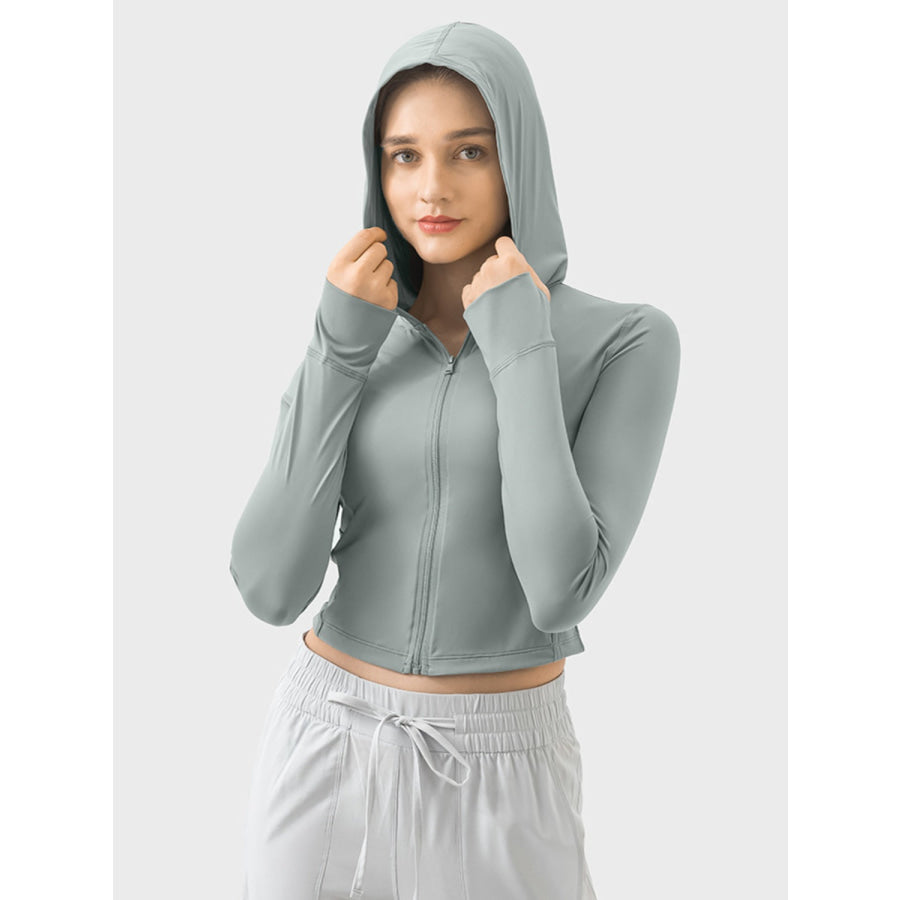 Zip Up Hooded Long Sleeve Active Outerwear Apparel and Accessories