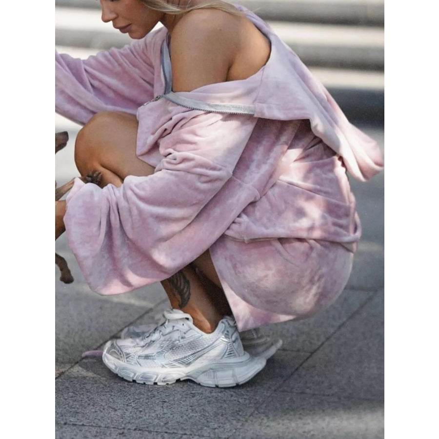 Zip Up Hooded Outerwear and Shorts Set Apparel and Accessories