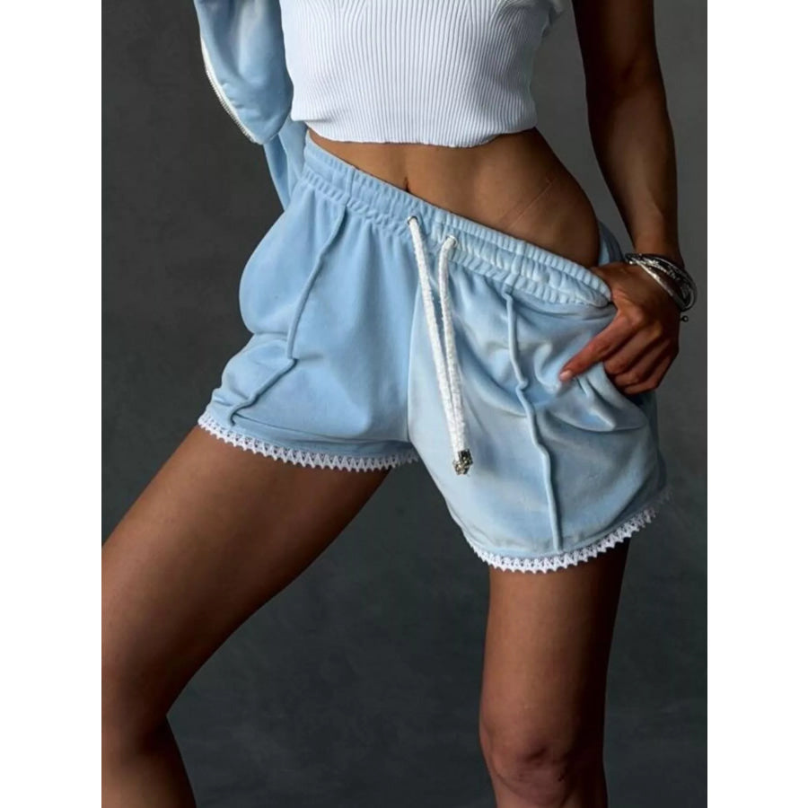Zip Up Hooded Outerwear and Shorts Set Apparel and Accessories