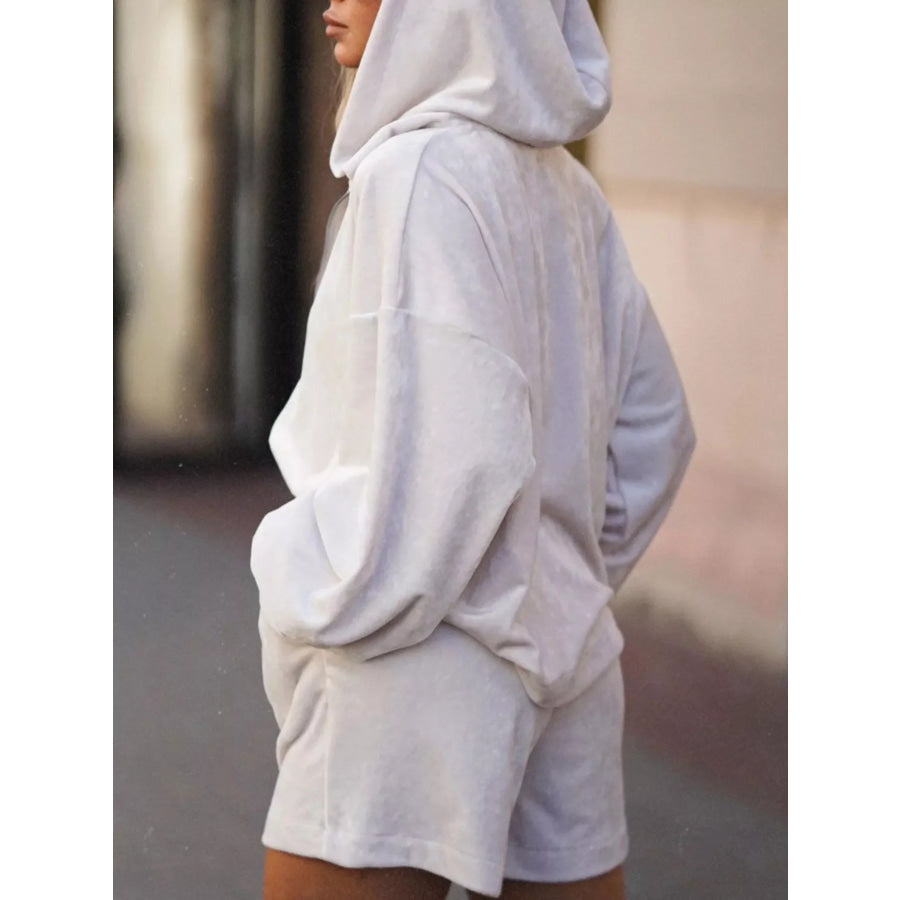 Zip Up Hooded Outerwear and Shorts Set Apparel and Accessories