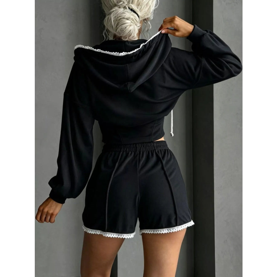 Zip Up Hooded Outerwear and Shorts Set Apparel and Accessories