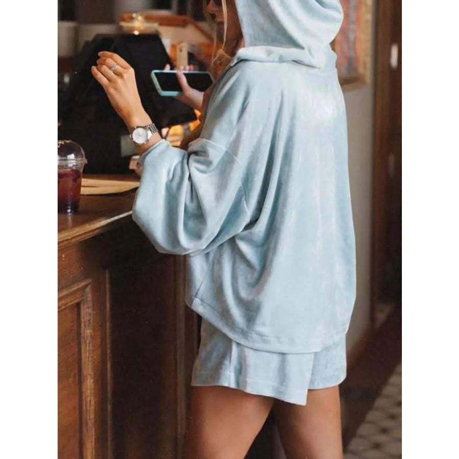 Zip Up Hooded Outerwear and Shorts Set Apparel and Accessories