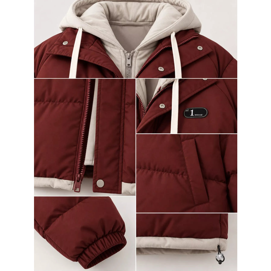 Zip Up Hooded Puffer Outerwear Apparel and Accessories
