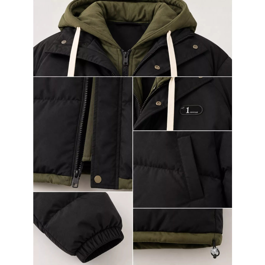 Zip Up Hooded Puffer Outerwear Apparel and Accessories
