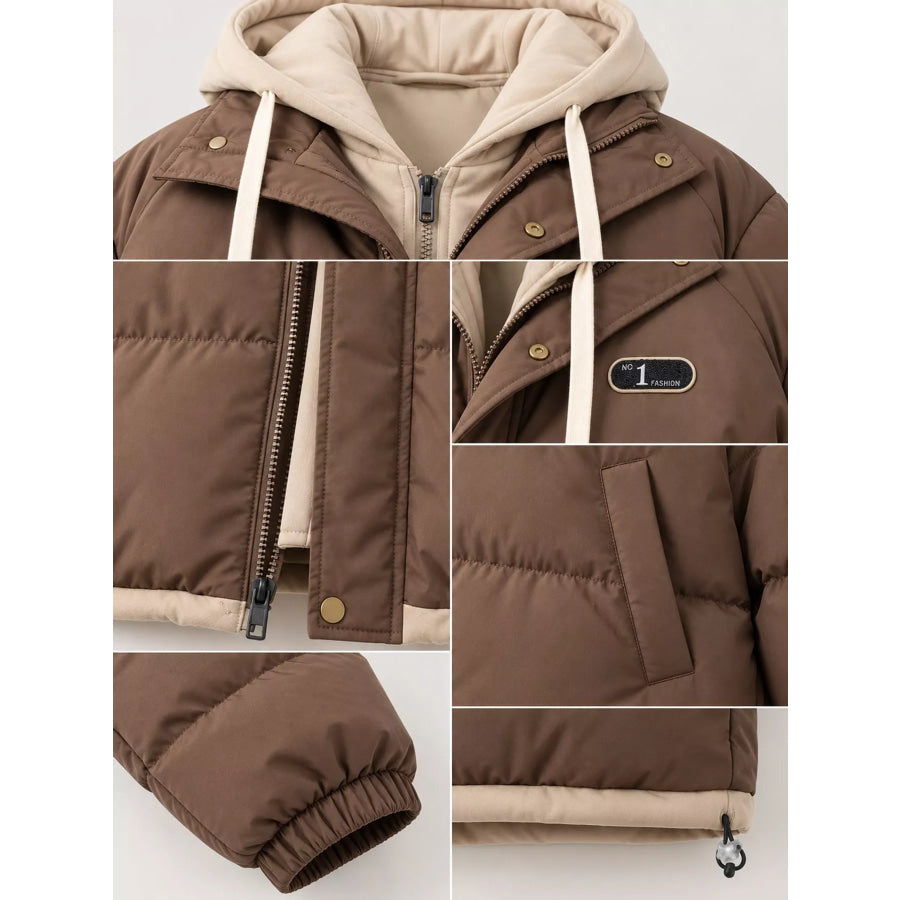 Zip Up Hooded Puffer Outerwear Apparel and Accessories
