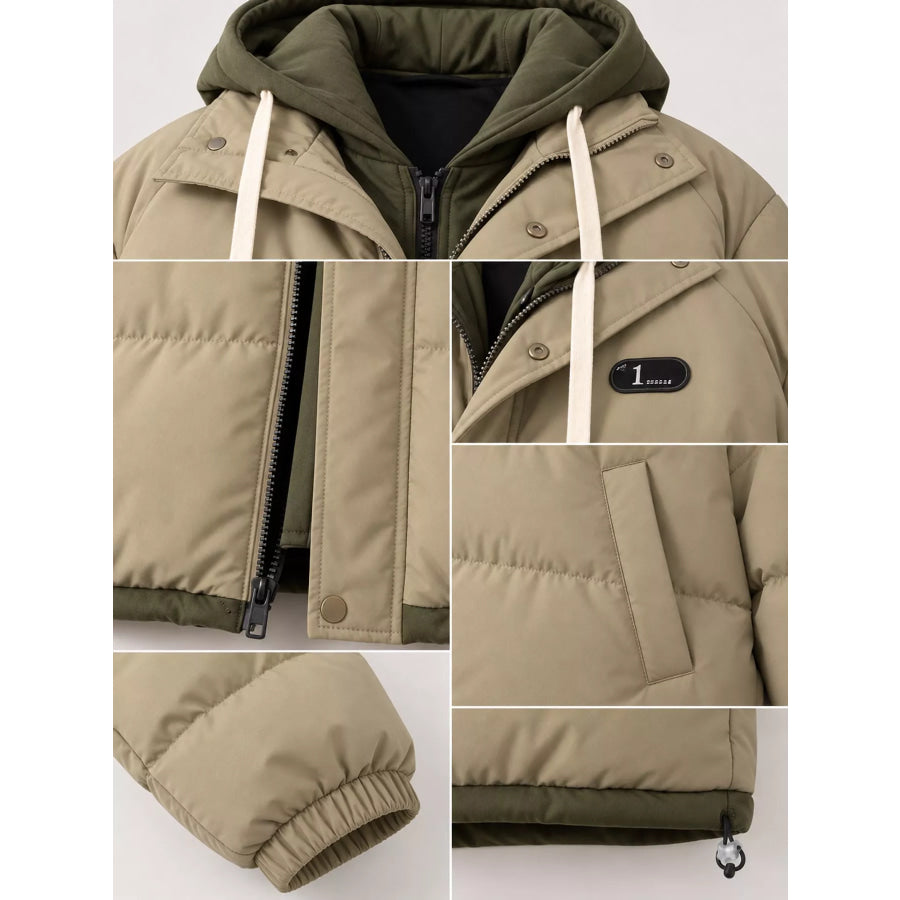 Zip Up Hooded Puffer Outerwear Apparel and Accessories