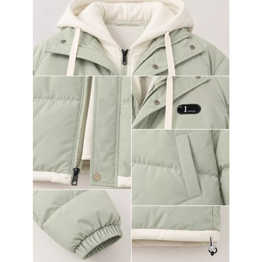 Zip Up Hooded Puffer Outerwear Apparel and Accessories