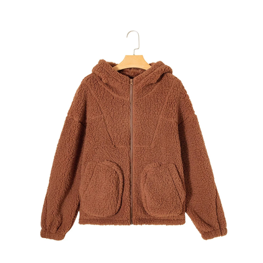 Zip Up Hooded Sherpa Jacket Apparel and Accessories