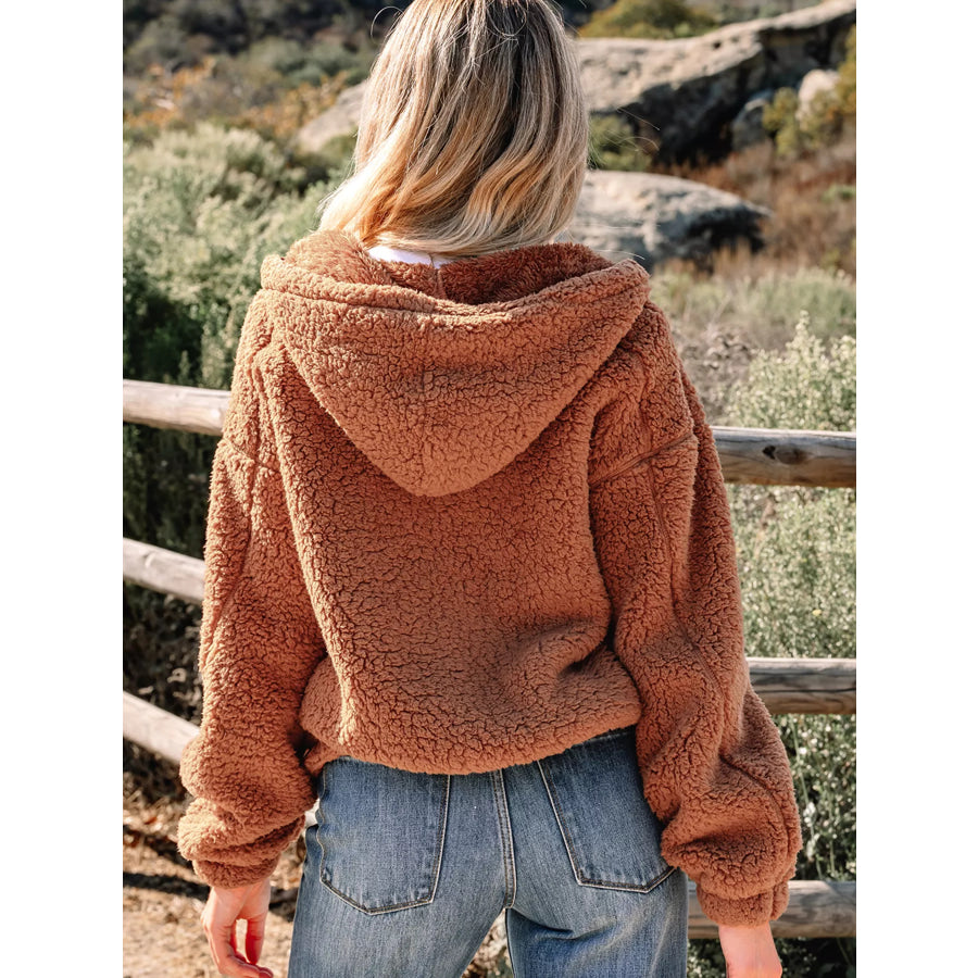 Zip Up Hooded Sherpa Jacket Apparel and Accessories