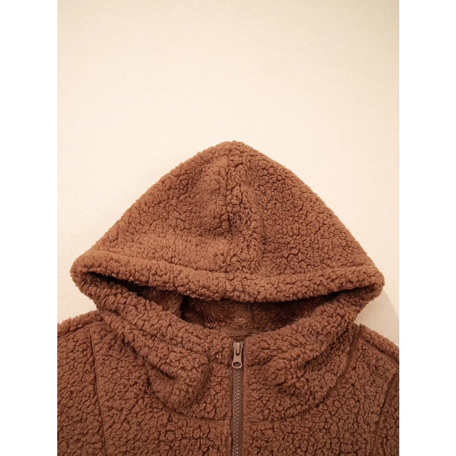 Zip Up Hooded Sherpa Jacket Apparel and Accessories