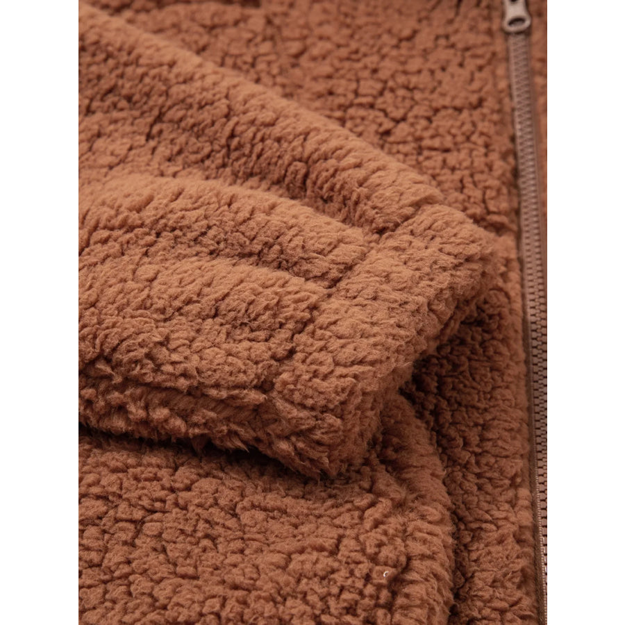Zip Up Hooded Sherpa Jacket Apparel and Accessories