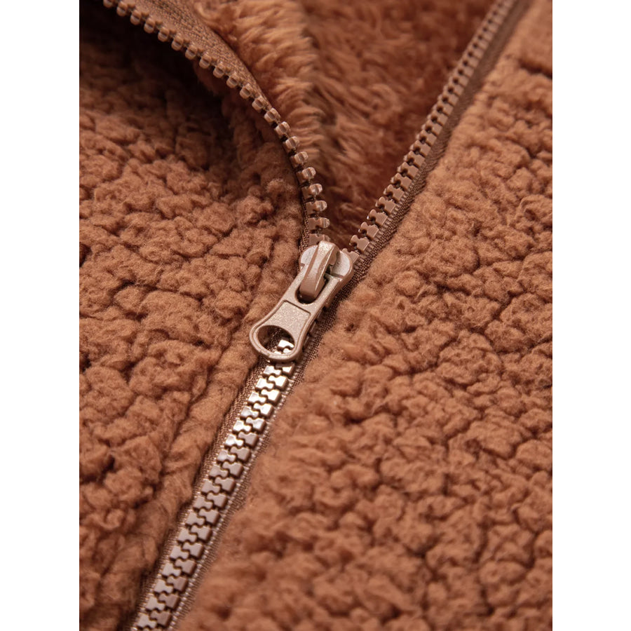 Zip Up Hooded Sherpa Jacket Apparel and Accessories