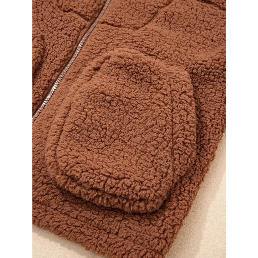 Zip Up Hooded Sherpa Jacket Apparel and Accessories