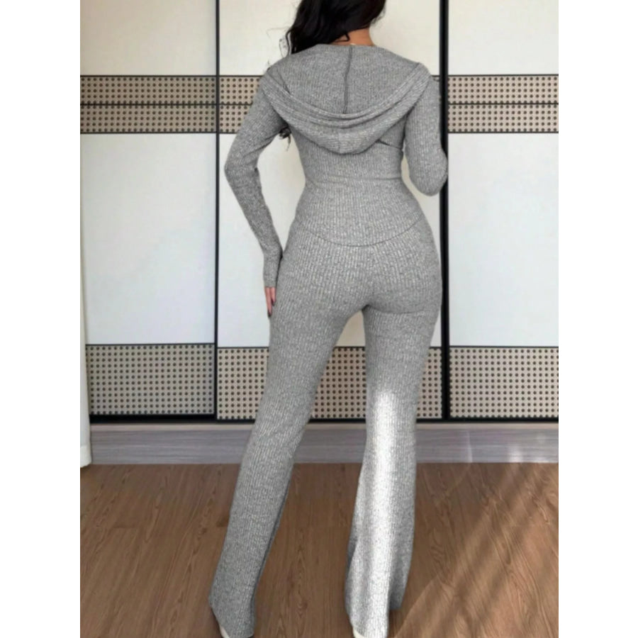 Zip Up Hooded Top and Pants Set Apparel and Accessories